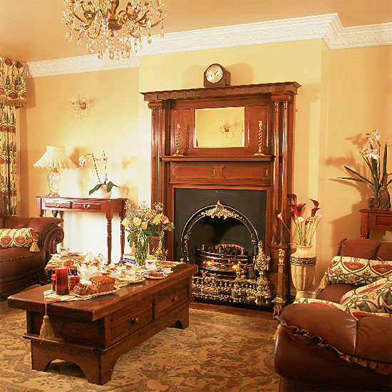 living formal furniture decorating wood fireplace dark warm housetohome rooms traditional