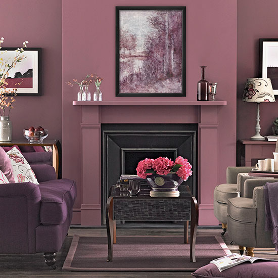 Plum tones living room | Living room decorating ...