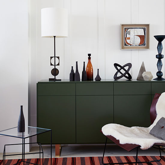 Living room with bottle green sideboard | Decorating ...