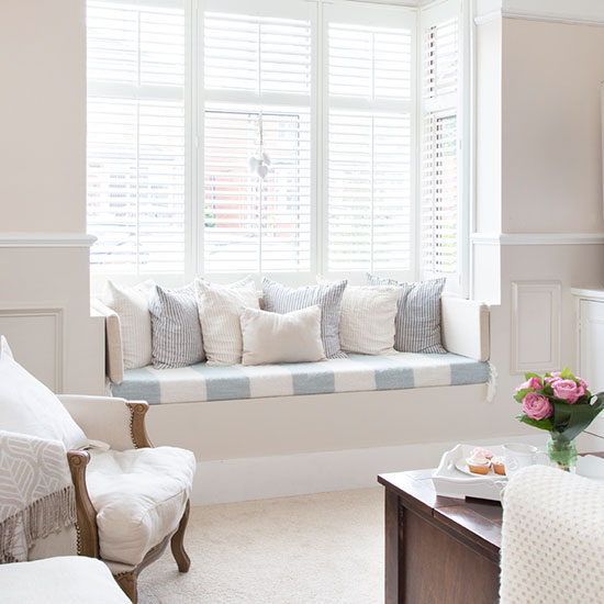 Cream living room with window seat | Decorating ...